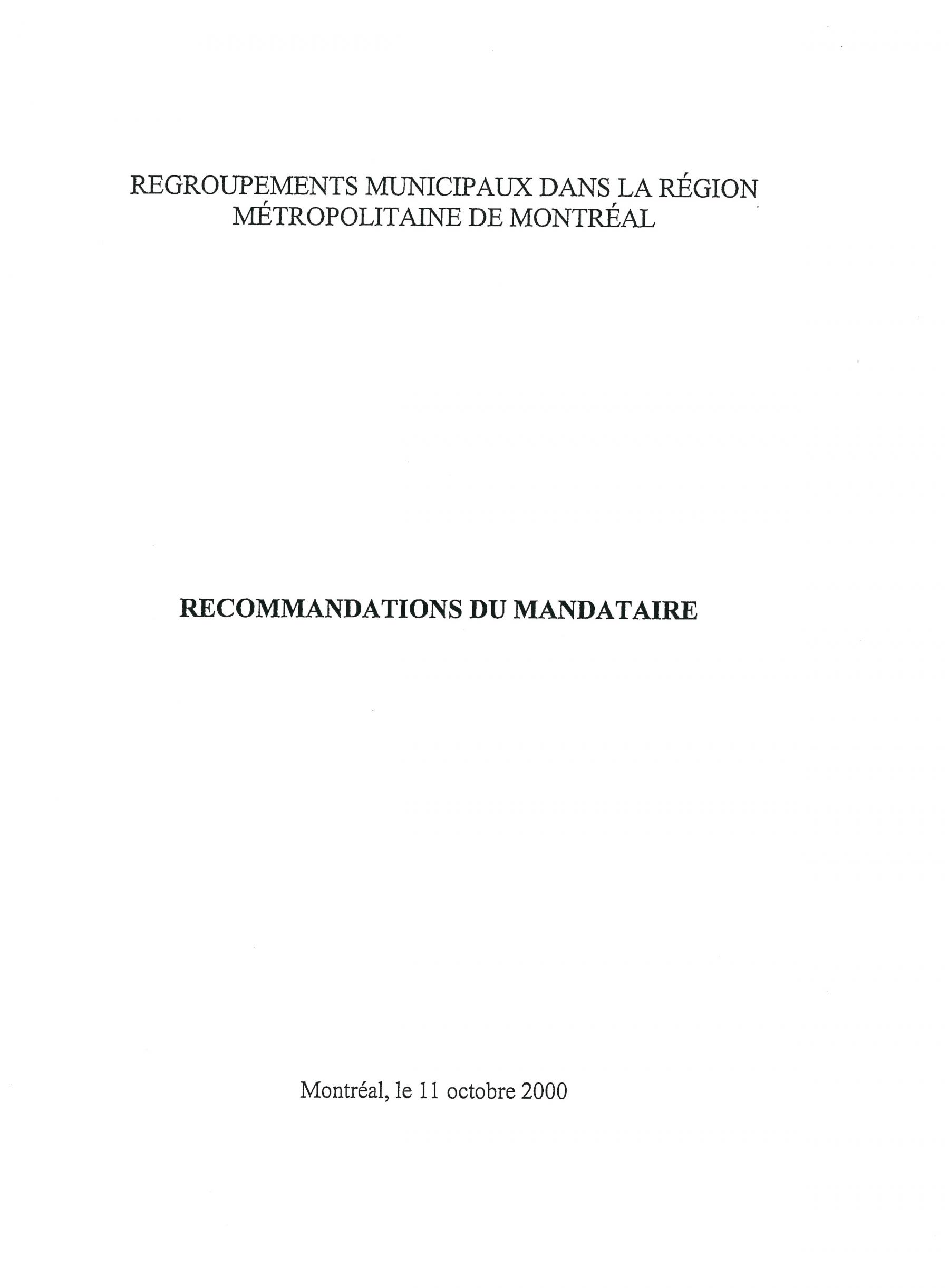 Extraits des recommandations du mandataire