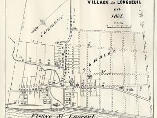 Carte des rues de Longueuil en 1835