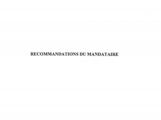 Extraits des recommandations du mandataire